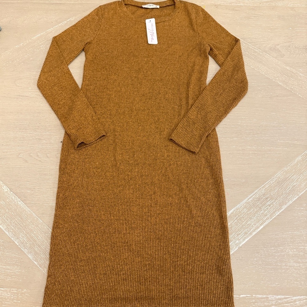 Hello MIZ Brown Long Sleeve Sheath Dress